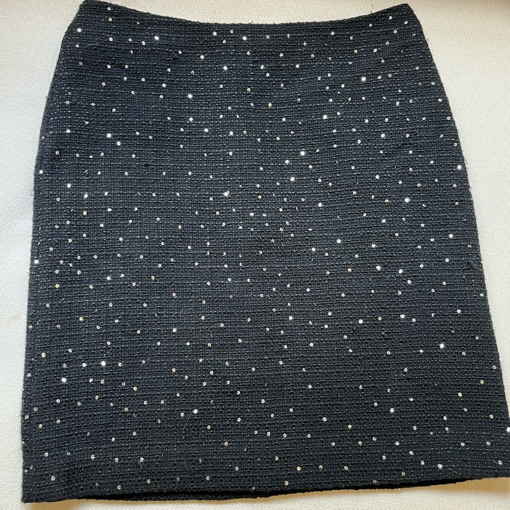 Ann Taylor Black Sequin Pencil Skirt